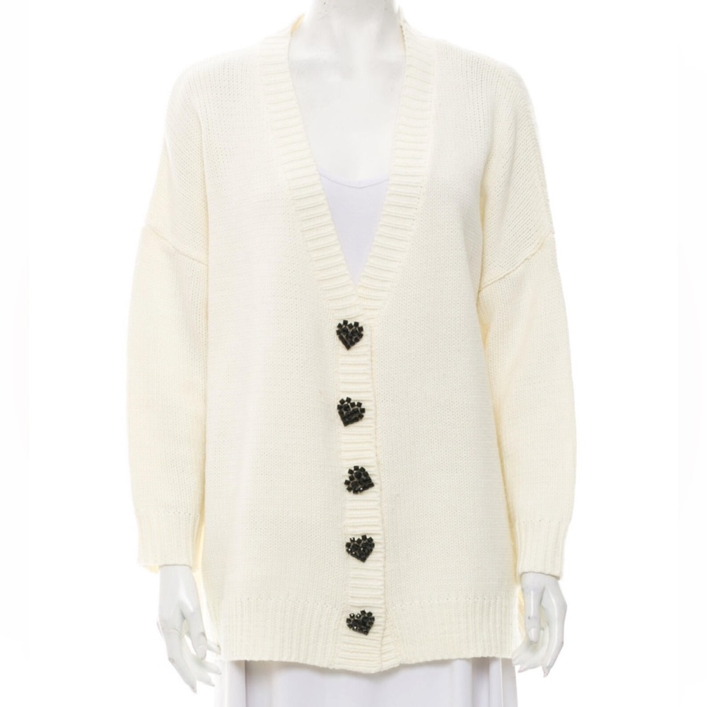 Olivia Rubin White + Black embellished cardigan XS